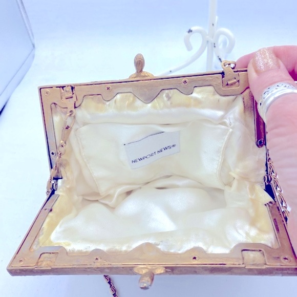 Vintage Ivory Seed Bead Beaded Evening Bag Beautiful Floral Design Newport News - Picture 9 of 13